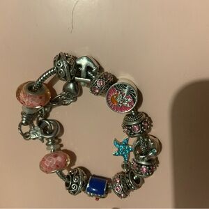 Silver and Pink Charm Bracelet